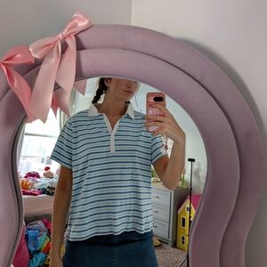 Striped Polo Shirt with Blue and White Stripes Size 2X